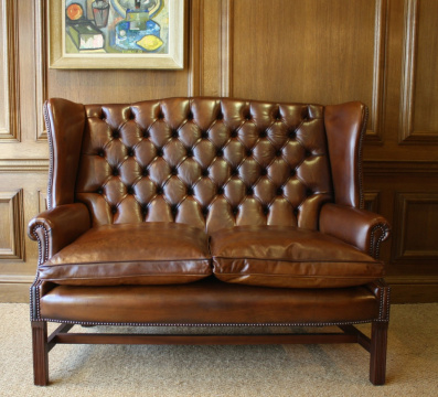 Leather Georgian Wing Settee